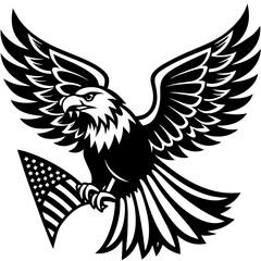 Eagle USA American flag vector art.