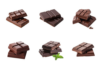 Chocolate Bar Collection Bundle Set Isolated on a Transparent Background
