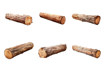 Wooden Log Collection Bundle Set Isolated on a Transparent Background
