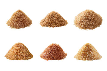 Pile of Brown Rice Collection Bundle Set Isolated on a Transparent Background