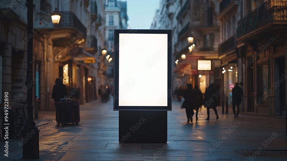 Poster lightbox billboard on tourist walking street blank white poster and ad space digital outdoor display