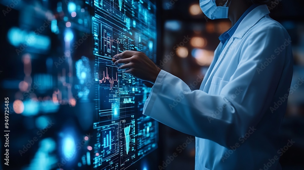 Poster medical technology innovation health and medical research healthcare and medicine concept doctor or 