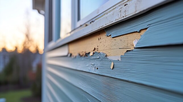 As part of an exterior house renovation damaged plastic siding is being replaced : Generative AI