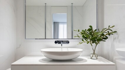 minimalist modern white bathroom interior
