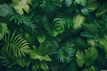 Lush Green Tropical Leaf Background