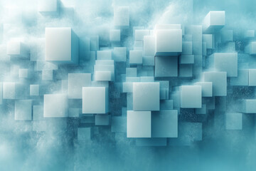 Abstract digital discounts dissolving into a pale blue background,