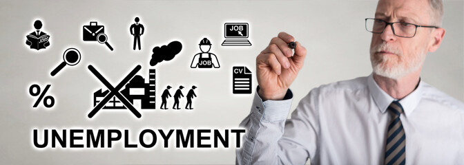 Businessman drawing unemployment concept