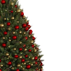 Christmas tree with decorations, isolated on white background, 3D illustration, cg render