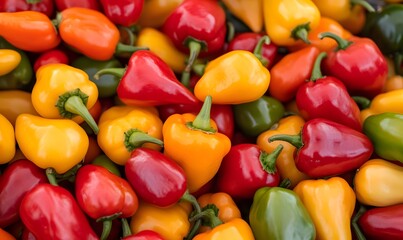 many red yellow and green peppers, Generative AI