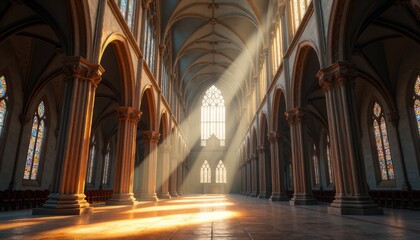Grand Interior of an Ancient Cathedral with Stunning Architecture