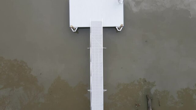 Top down view of an empty boat dock on the lake. Lake Murray in South Carolina.