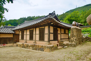 Traditional Hanok House with Stone Chimney in Wanggok Village