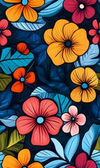 Obraz premium floral and leaf seamless patterns in doodle-style tile designs with graphic format.