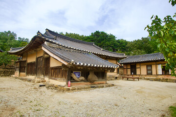 Traditional Hanok Houses in Wanggok Village Courtyard