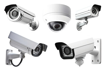 PNG cctv security camera element set, transparent background