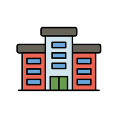 commercial building color line icon with white background vector stock illustration
