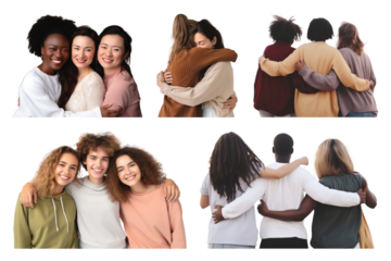 PNG friendship hug element set, transparent background