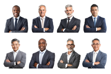 PNG diverse professional businessman element set, transparent background