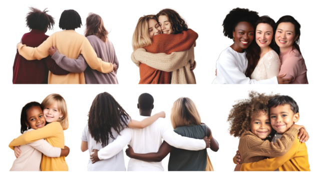 PNG friendship hug element set, transparent background