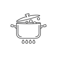 Сooking pot icon in flat style. Saucepan vector illustration on isolated background. Pan sign business concept.