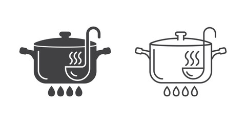Сooking pot icon in flat style. Saucepan vector illustration on isolated background. Pan sign business concept.