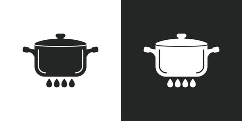 Сooking pot icon in flat style. Saucepan vector illustration on isolated background. Pan sign business concept.