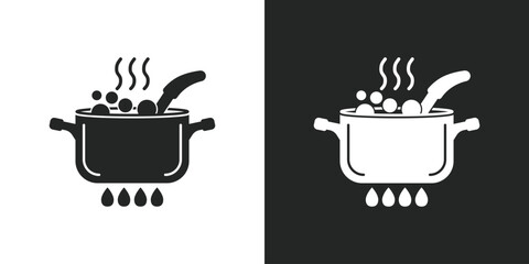 Сooking pot icon in flat style. Saucepan vector illustration on isolated background. Pan sign business concept.