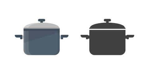 Сooking pot icon in flat style. Saucepan vector illustration on isolated background. Pan sign business concept.