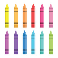 Office stationery crayon icons set in flat style. Pencil vector illustration on isolated background. Felt pen, marker sign business concept.