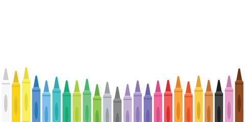 Office stationery crayon icons set in flat style. Pencil vector illustration on isolated background. Felt pen, marker sign business concept.