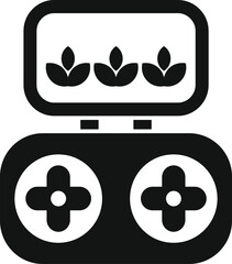 Simple icon of a drone remote control displaying plants growing on its interface