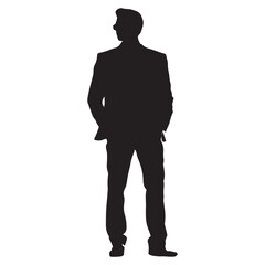 Silhouette of handsome businessman silhouette on white background
