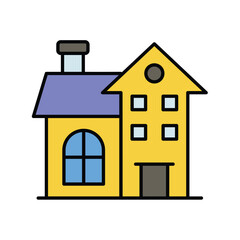 villa color line icon with white background vector stock illustration