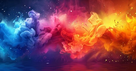 Naklejka premium Vibrant Digital Art Painting, Abstract Colors Mixing