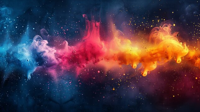 Abstract Space Artwork, Multi-Colored Energy Splashes