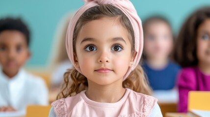 Obraz premium Classroom with children of different ethnicities working together, Diverse education, Inclusive learning environment