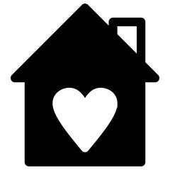house icon with heart shape inside, home icon with love sign
