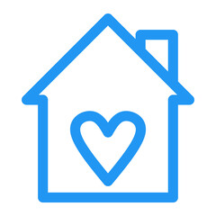 house icon with heart shape inside, home icon with love sign