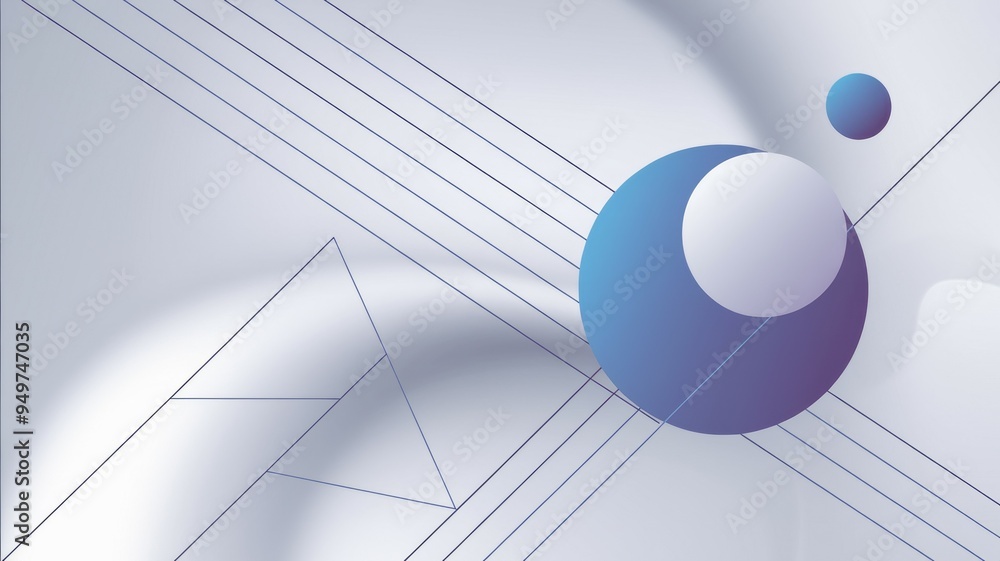 Poster abstract circle design. white and blue circle design with geometric lines on a light gray background
