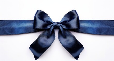 Blue Ribbon Bow. Shiny Navy Blue Bow for Box Decoration on Special Days