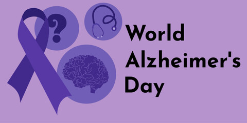 World Alzheimer's Day, Simple horizontal banner on the topic of medicine and health