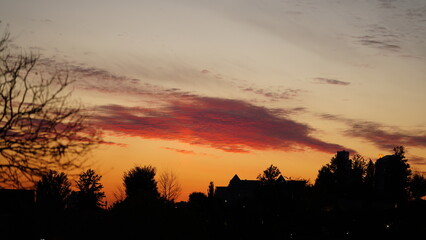 The beautiful city sunset view with the blue time sky in the New York