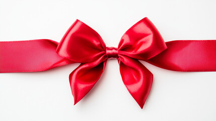 Fototapeta premium Zachwycająca czerwona kokarda na białym tle, która przyciąga wzrok i dodaje stylu każdemu prezentowi.