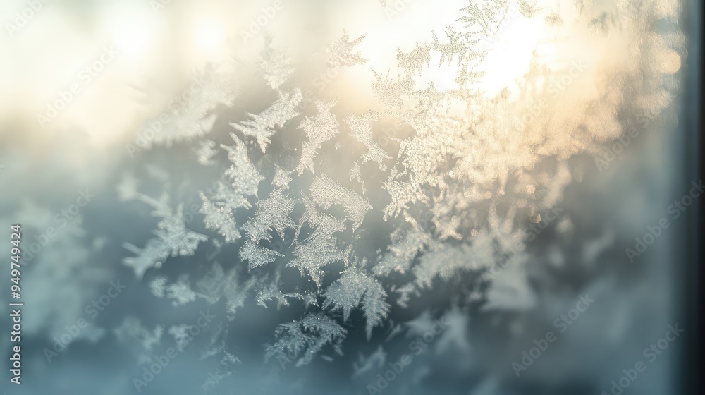 Poster blurry image of light passing through a frosted window, creating subtle distortions and an atmospher