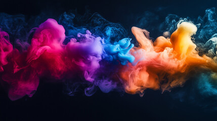 Fototapeta premium Energetyczny rozbryzg kolorowej farby na ciemnym tle, tworzący dynamiczny i intensywny efekt.