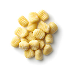 Potato Gnocchi top view isolated on white background