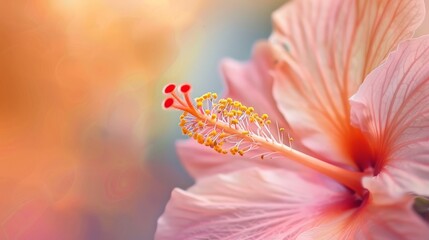 Soft focus close-up of a hibiscus flower in bloom