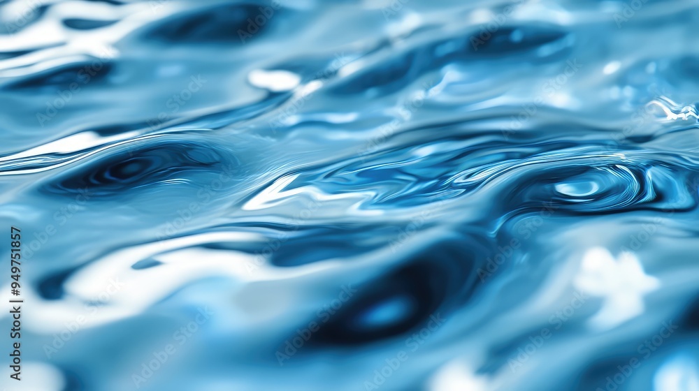 Poster close-up of a distorted water surface with ripples creating soft, wavy effects and a calming visual 