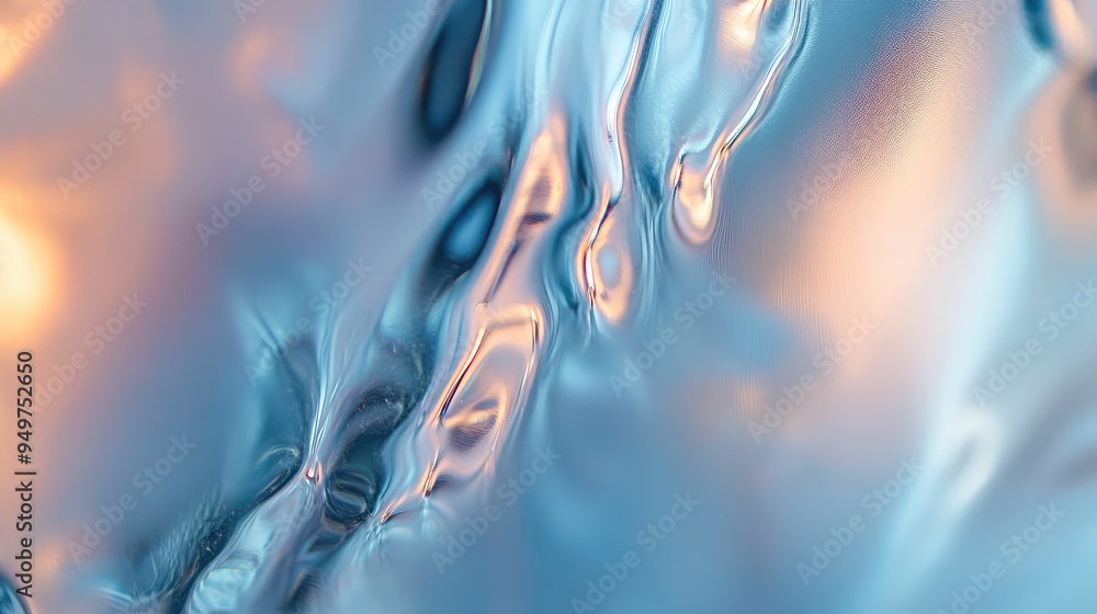 Poster close-up of a glass surface with soft, diffused reflections and a hint of a hidden scene behind it, 