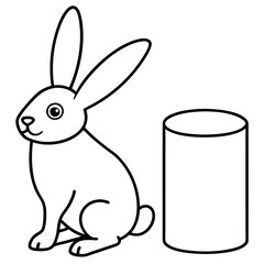 white rabbit on white line art